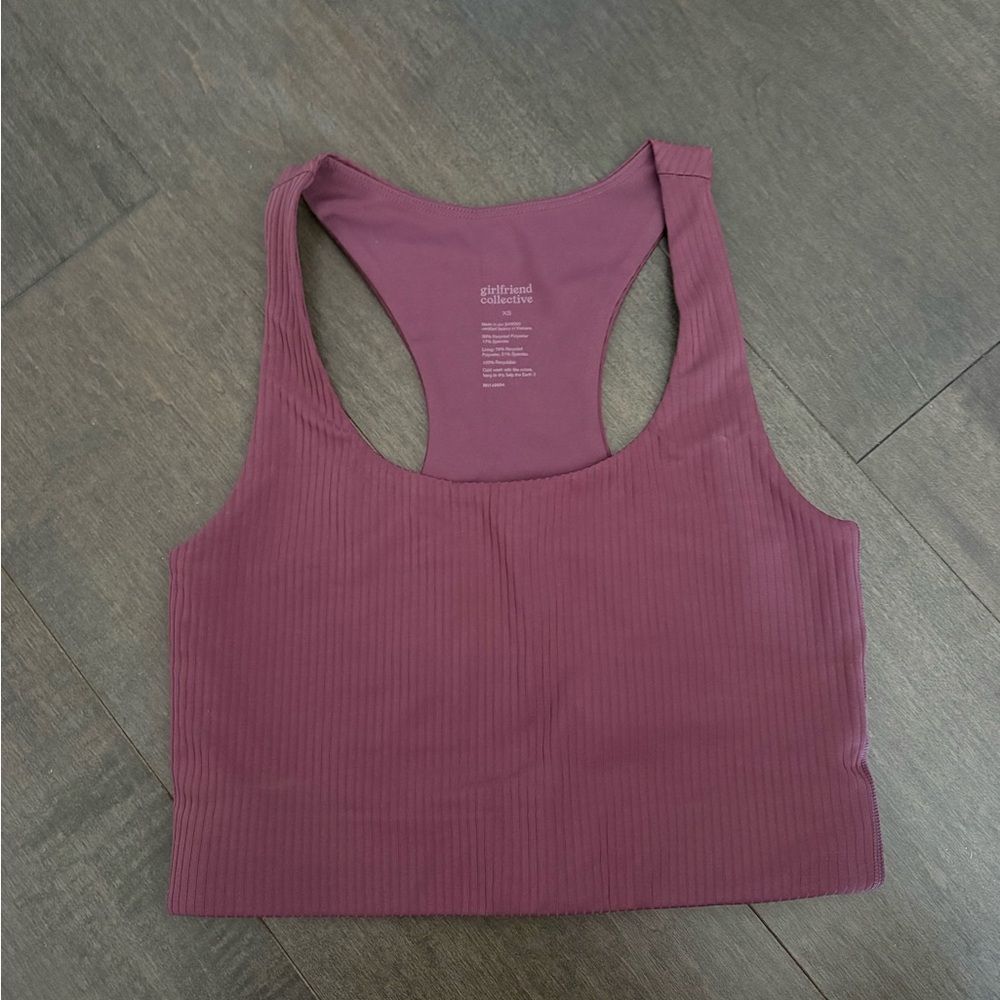 Girlfriend collective burgundy ribbed bra top